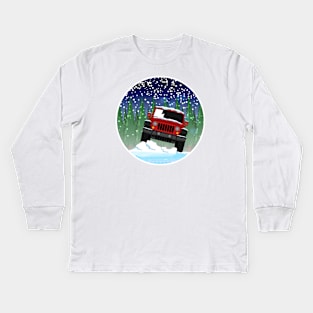 Off Road Snowy Adventure Kids Long Sleeve T-Shirt